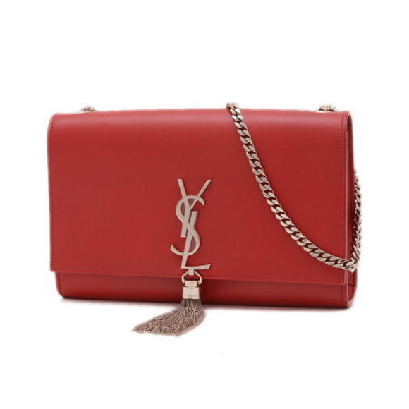Saint Laurent Paris Kate Tassel Chain Shoulder Bag Red Leather - Picture 1 of 7
